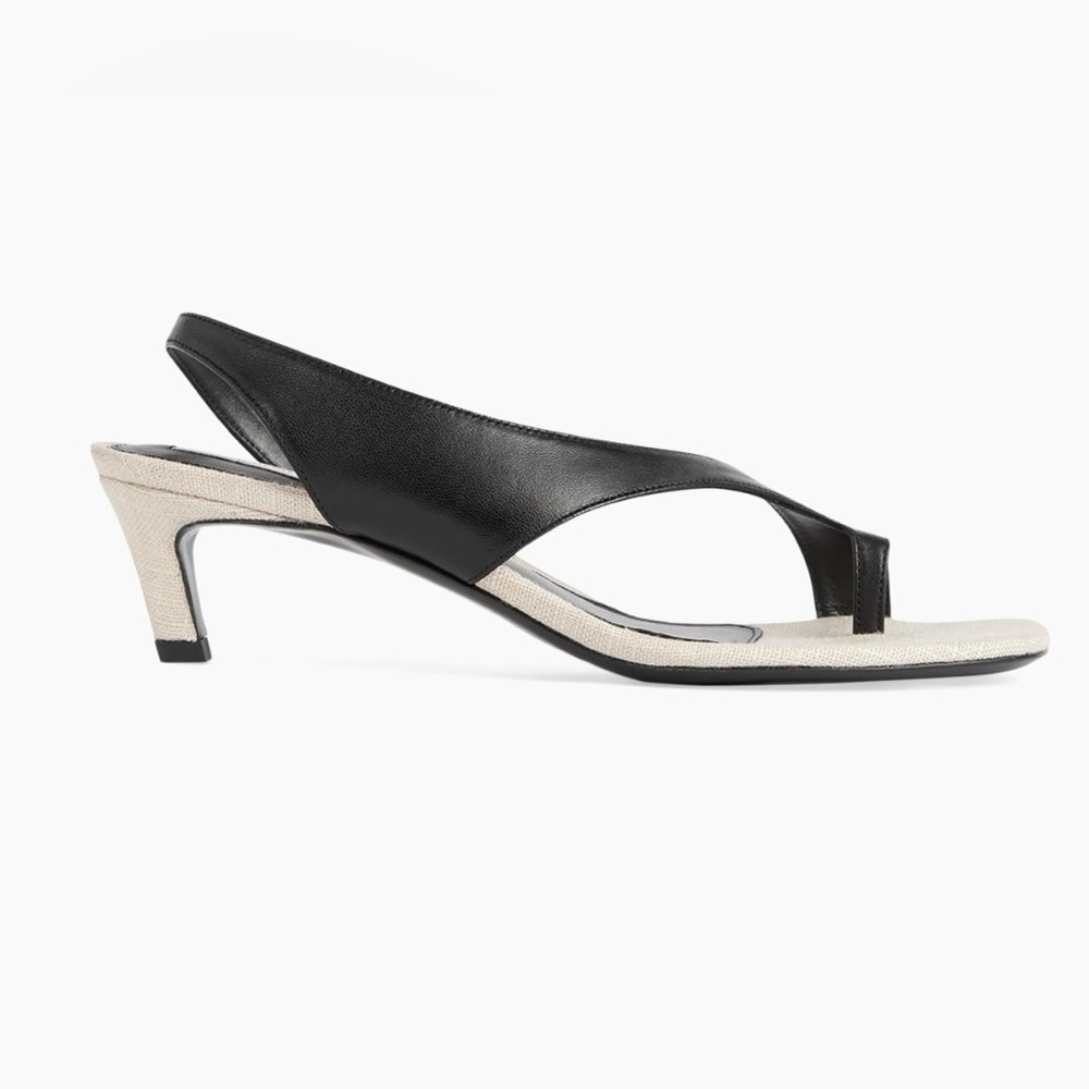 Toteme Sculptural Slingback Sandals, 40, Canvas Black - Picture 4 of 17